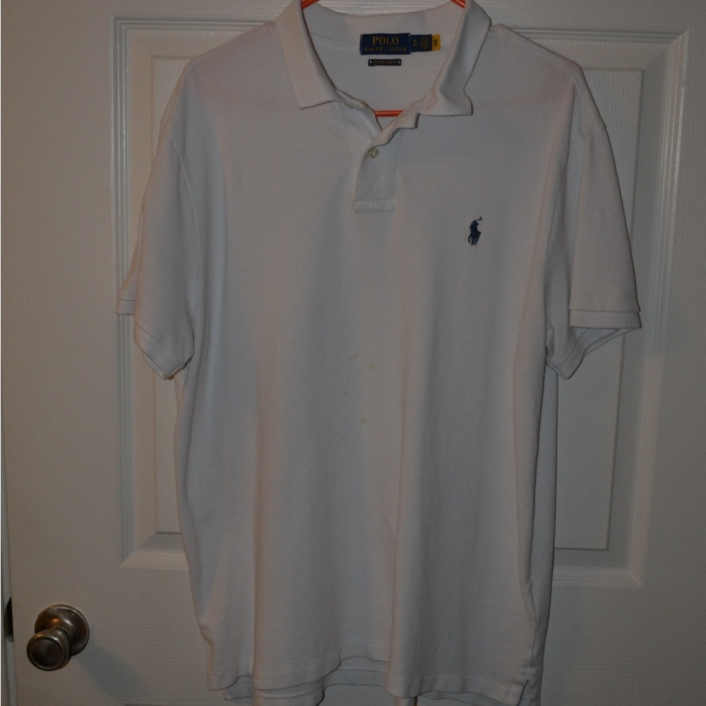 Ralph Lauren White Polo Shirt Classic Piqué Knit